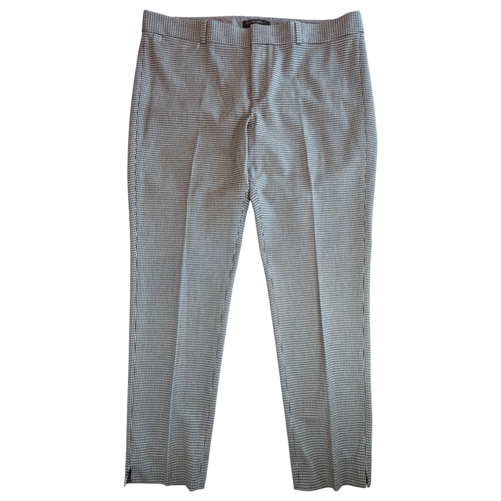 Banana Republic Sloan Slim Ankle Pants Women 12 Black White Houndstooth Plaid